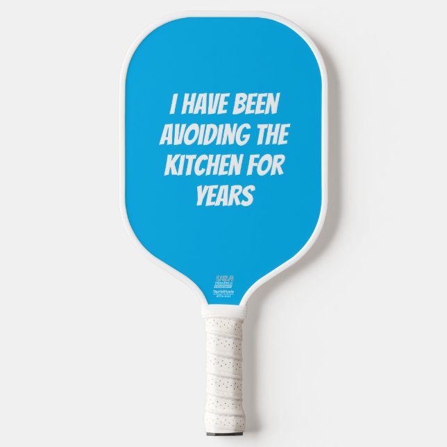 Funny Blue Not in the Kitchen Pickleball Paddle (Front)