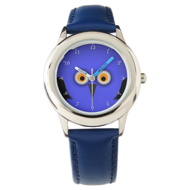 Funny Blue Owl Face Watch (Front)