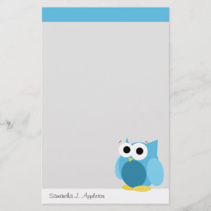 Funny Blue Owl - Personalised Stationery