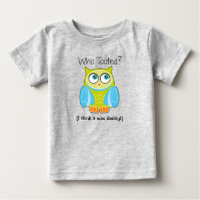 Funny Blue Owl “Who Tooted?” Kids’ T-Shirt