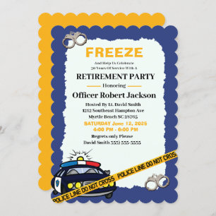 Funny Blue Police Officer Retirement Party Invita Invitation