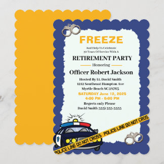 Funny Blue Police Officer Retirement Party  Invita Invitation