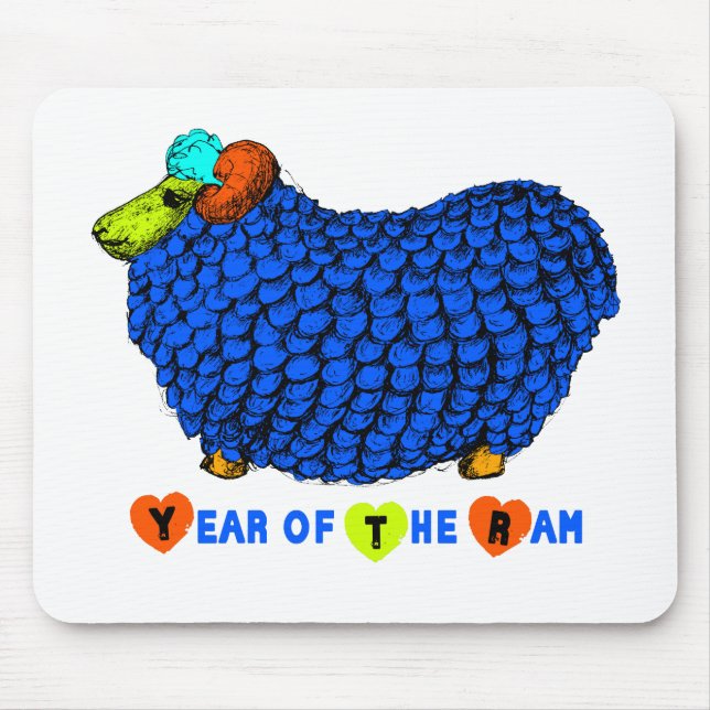 Funny Blue Ram Chinese Year Zodiac Mousepad (Front)