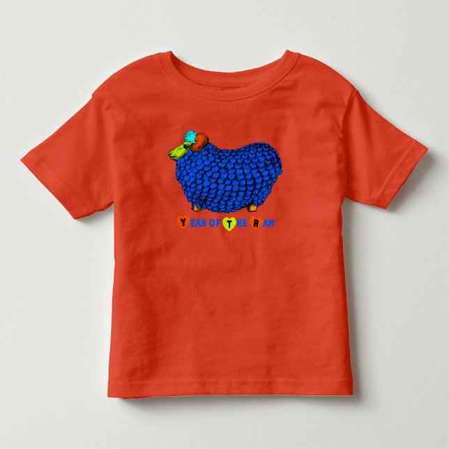 Funny Blue Ram Chinese Year Zodiac Toddler T T-Shirt (Front)
