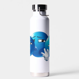 Funny Blue Sad Emoji Water Bottle - Expressive Dri
