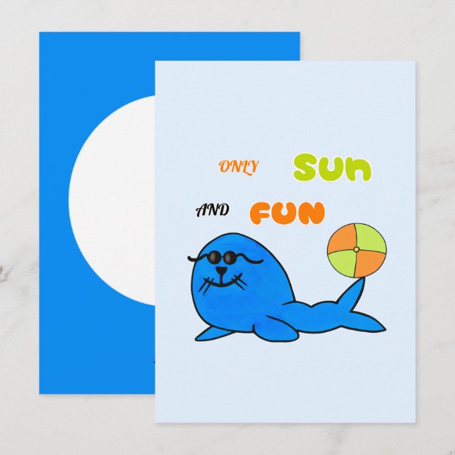 Funny blue seal holiday card (Front/Back)