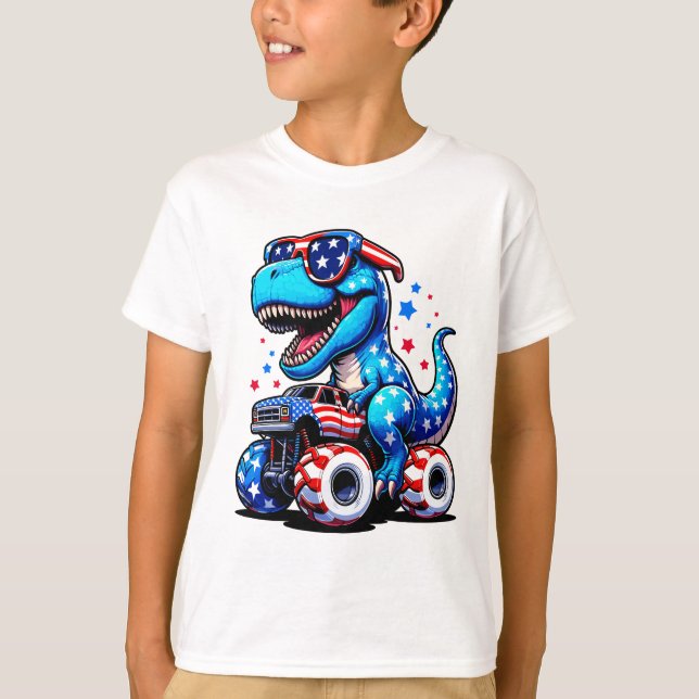 Funny Blue T-REX Cute Gift For Boys T-Shirt (Front)