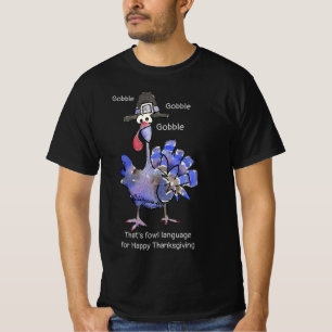 Funny Blue Turkey Gobble Dark T Shirt