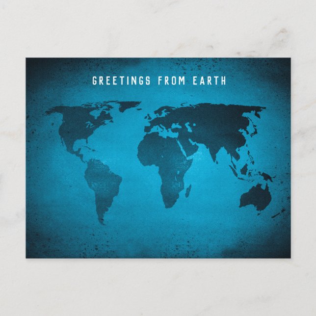 Funny blue world map postcard (Front)