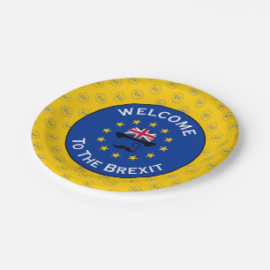 Funny Blue Yellow European Union Brexit Vector Paper Plate