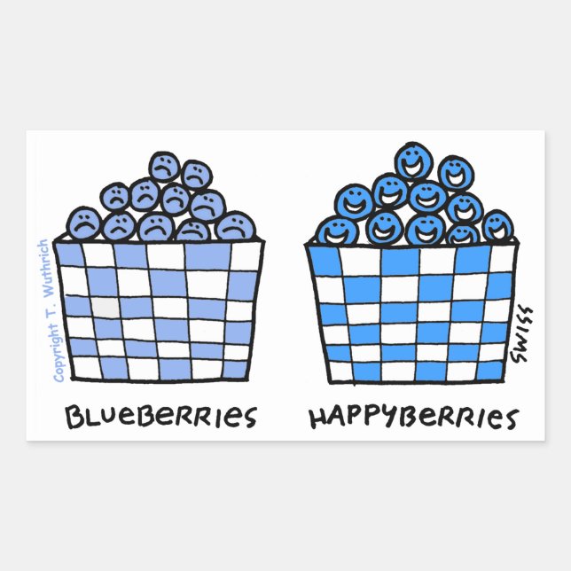 Funny Blueberries Happyberries Foodie Cartoon  Rectangular Sticker (Front)