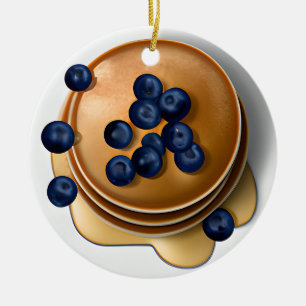 Funny Blueberry Pancakes with Syrup Pun Christmas  Ceramic Tree Decoration