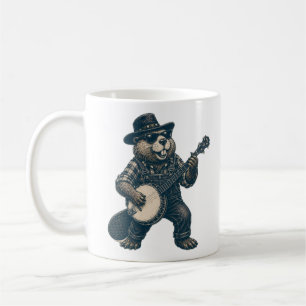 Funny Bluegrass Beaver Vintage Country Music Art Coffee Mug
