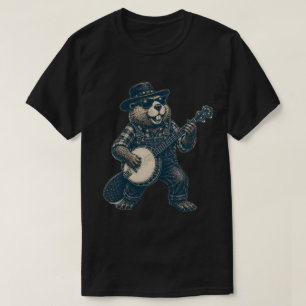 Funny Bluegrass Beaver Vintage Country Music Art T-Shirt