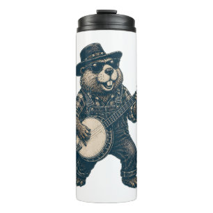 Funny Bluegrass Beaver Vintage Country Music Art Thermal Tumbler