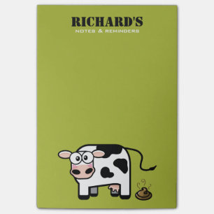 Funny Blushing Pooping Cow Illustration Post-it Notes