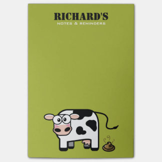 Funny Blushing Pooping Cow Illustration Post-it Notes