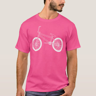 Funny Bmx Sport Bike Trick Bicycle White Outline T-Shirt