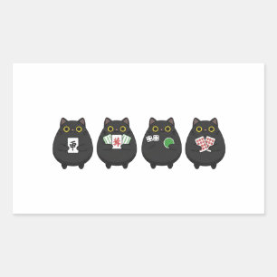 Funny Board Game Night , Mahjong Black Cat Rectangular Sticker