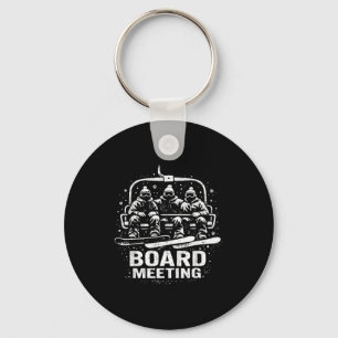 Funny Board Meeting Snowboard Ski Lift Skier Winte Key Ring