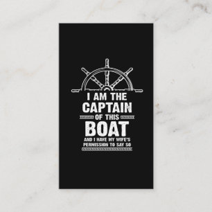 Funny Boat Captain Husband Wife Permission Humour Business Card