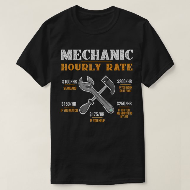 Funny Boat Mechanic Hourly Rate T-Shirt (Design Front)