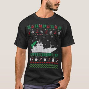 Funny Boat Ugly Christmas Sweater For Fisherman
