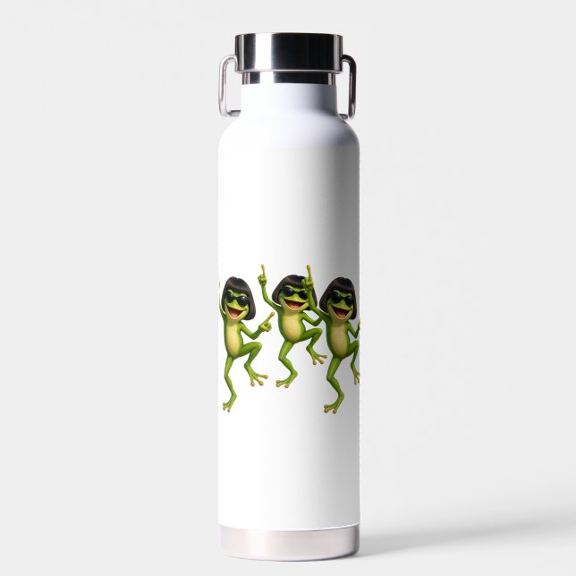 Funny Bob Haircut Frog Meme Gift Water Bottle (Front)