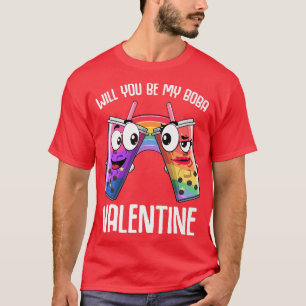 Funny Boba Adorable Kawaii Bubble Tea Drink Valent T-Shirt