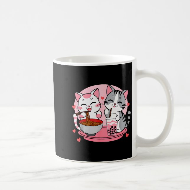 Funny Boba Ramen Cats Kawaii Anime Japan Cute Neko Coffee Mug (Right)