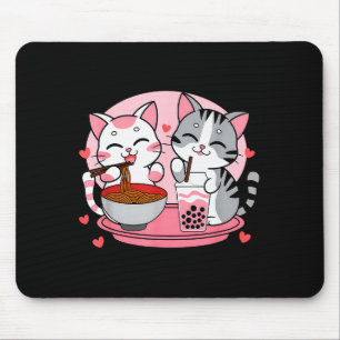 Funny Boba Ramen Cats Kawaii Anime Japan Cute Neko Mouse Pad