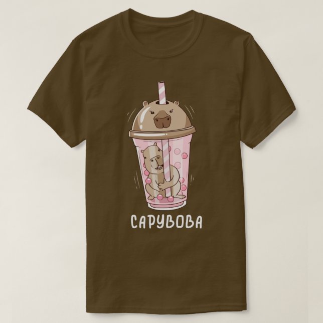 Funny Boba Tea Capybara Bubble Milk Tea Kawaii T-Shirt (Design Front)