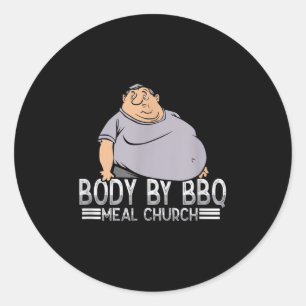 Funny Body By Bbq Vintage Meat Church  Classic Round Sticker