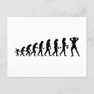 funny bodybuilder evolution postcard