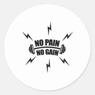 Funny Bodybuilding no Pain No Gain' With Dumbbell Classic Round Sticker