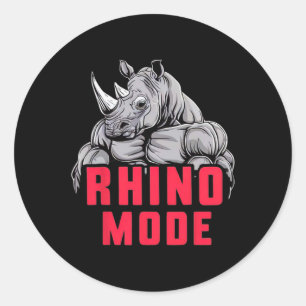 Funny Bodybuilding Rhino Mode Workout Fitness Gym  Classic Round Sticker
