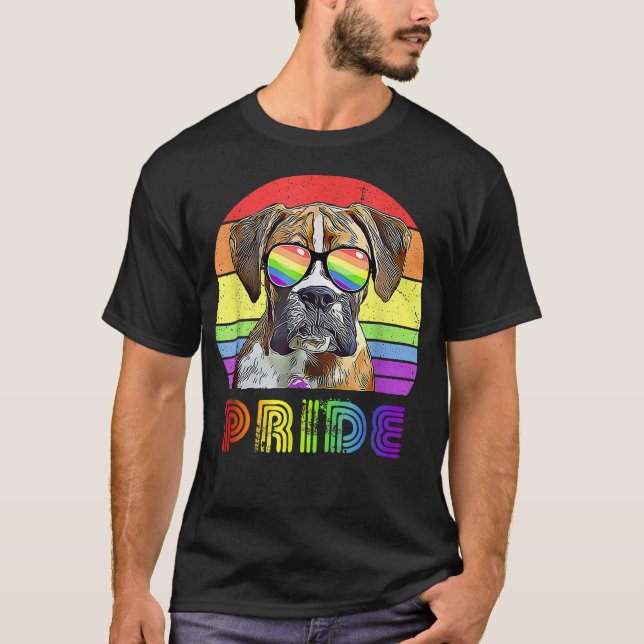 Funny Boer Dog Rainbow Sunglasses LGBT Gay Lesbian T-Shirt (Front)