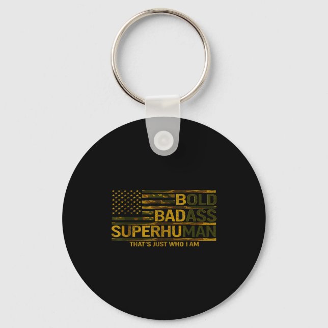 Funny Bold Bad Superhuman Fathers Day Gag Gift Gra Key Ring (Front)