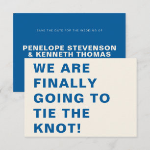 Funny Bold Modern Cobalt Blue Typography Wedding Save The Date