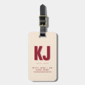 Funny Bold Personalised Monogram Luggage Tag (Front Vertical)