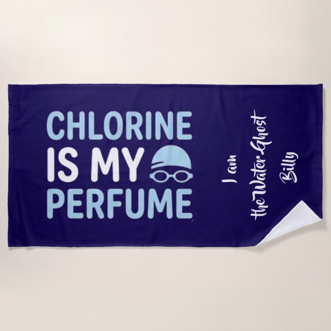 Funny Bold Typographic Swimmer Design Beach Towel (Front)