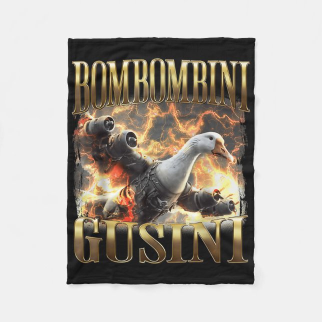 Funny Bombombini Guzzini - Italian Brainrot Meme  Fleece Blanket (Front)