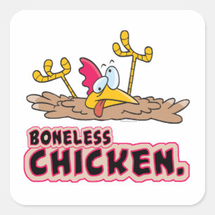 funny boneless chicken cartoon square sticker