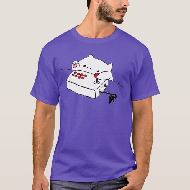 Funny Bongo Cat Funny Cute Gamer Meme Cat tee Men  (Front)