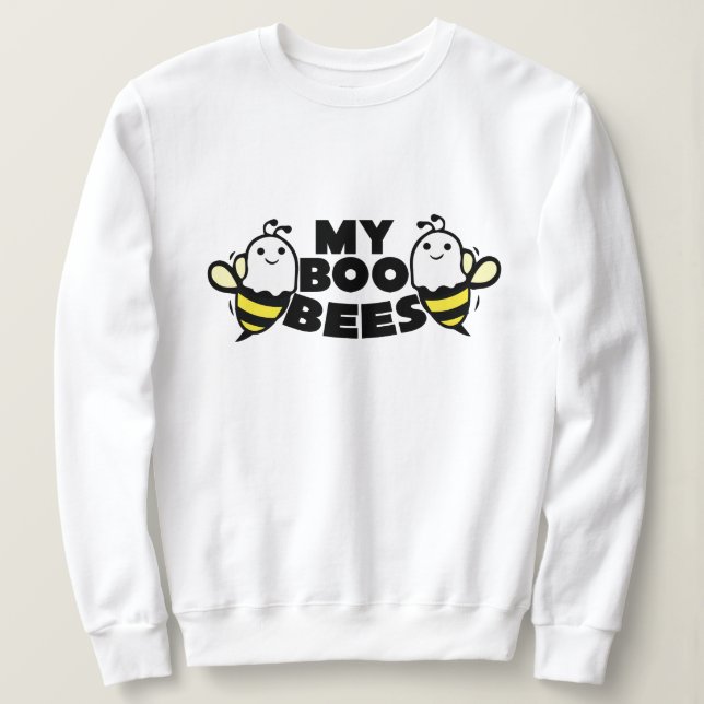 Funny Boo Bees Wordplay Halloween Sweatshirt (Design Front)