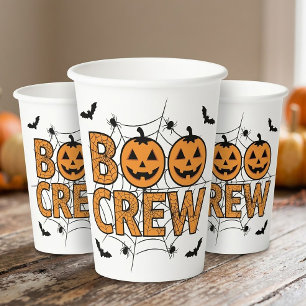 Funny Boo Crew Spooky Pumpkin Halloween Party Paper Cups