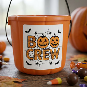 Funny Boo Crew Spooky Pumpkin Halloween Party Square Sticker