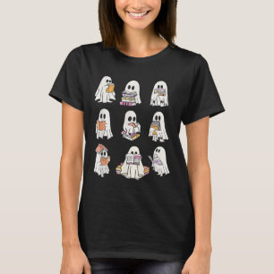 Funny Boo Ghost Reading Book Halloween Spooky Seas T-Shirt