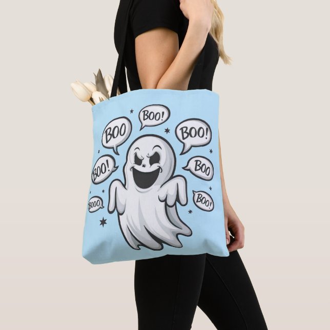 Funny Boo Ghost Tote Bag (Close Up)