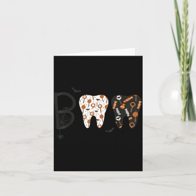Funny Boo Halloween Candy Dentist Teeth Men Women  Card (Front)